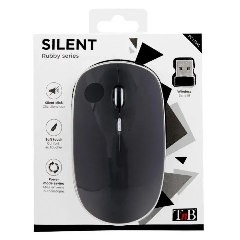 T'nB MWRUBBY2 Rato Sem Fios Ambidestro 1600 DPI com Cliques Silenciosos Preto/Prateado