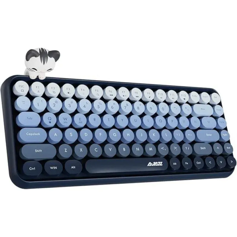 Ajazz AK820 308i Teclado Compacto Sem Fios Bluetooth Layout ANSI 84 Teclas com Design Retro Azul