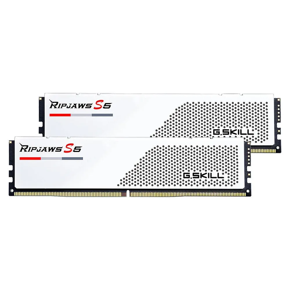 Memória RAM UDIMM G.SKILL Ripjaws S5 Series 32GB (2x16GB) DDR5-6000MHz (Intel XMP) CL30 (30-40-40-96) 1.35V Branca
