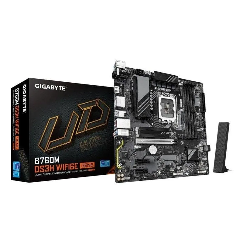Gigabyte B760M DS3H WIFI6E GEN5 Motherboard Micro-ATX B760 LGA 1700 DDR5 WiFi 6E 2.5GbE M.2 RAID