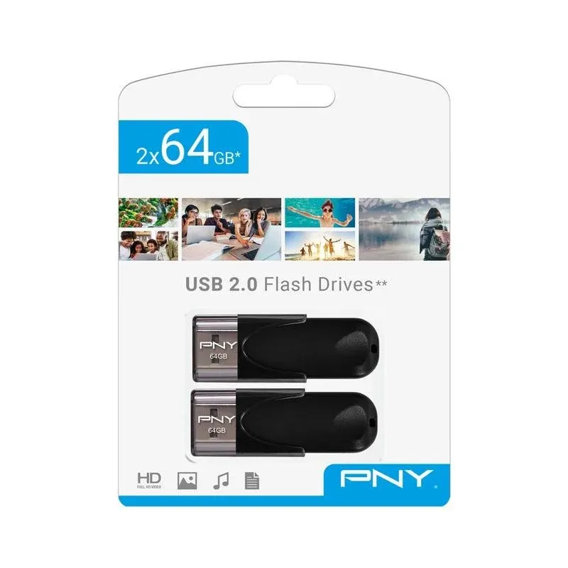 Pen Drive Unidade Flash USB PNY Attaché 4 64GB USB 2.0 Tipo A Preto
