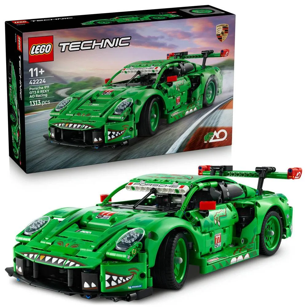 LEGO Technic: Carro Porsche 911 GT3 R REXY AO Racing | Idades 11+ | 1313 Peças | Item 42224