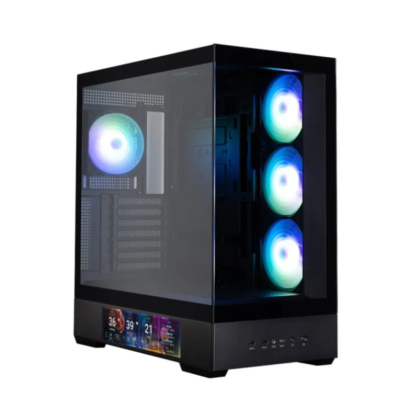 Caixa de Computador Zalman P40 DS Caixa ATX com 4x Ventoinhas 120mm ARGB, USB 3.0 e LCD Integrado 9.1'' Preta