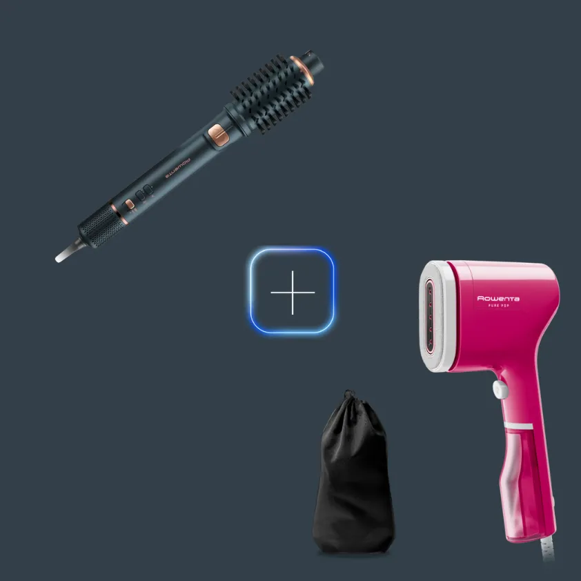 Rowenta Promo Pack Escova moldeadora Air Rotate + Escova de vapor Pure Pop Pink