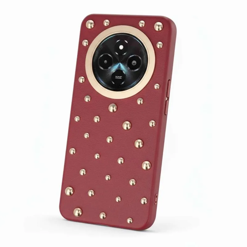 Funda para telemóvel Tachuelas Silicone Vermelha Design Moda para Xiaomi Redmi 14C