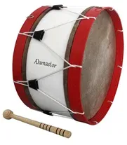 Bombo Tradicional Adamastor Nº5 Branco/Aro Vermelho 40cm