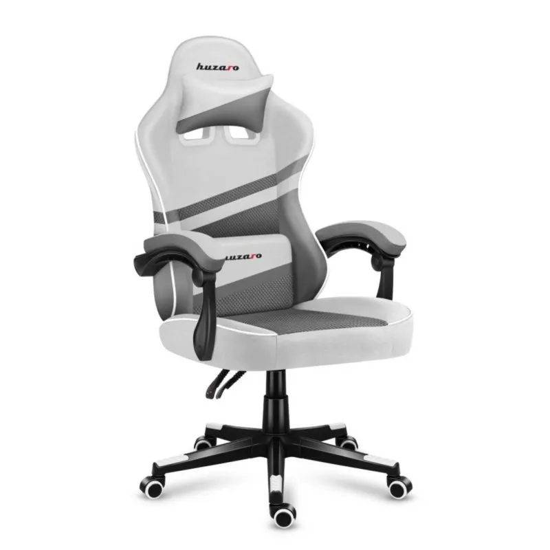 Cadeira gaming Huzaro FORCE 4.4 Racing base aço ajustes ergonómicos preta/branca