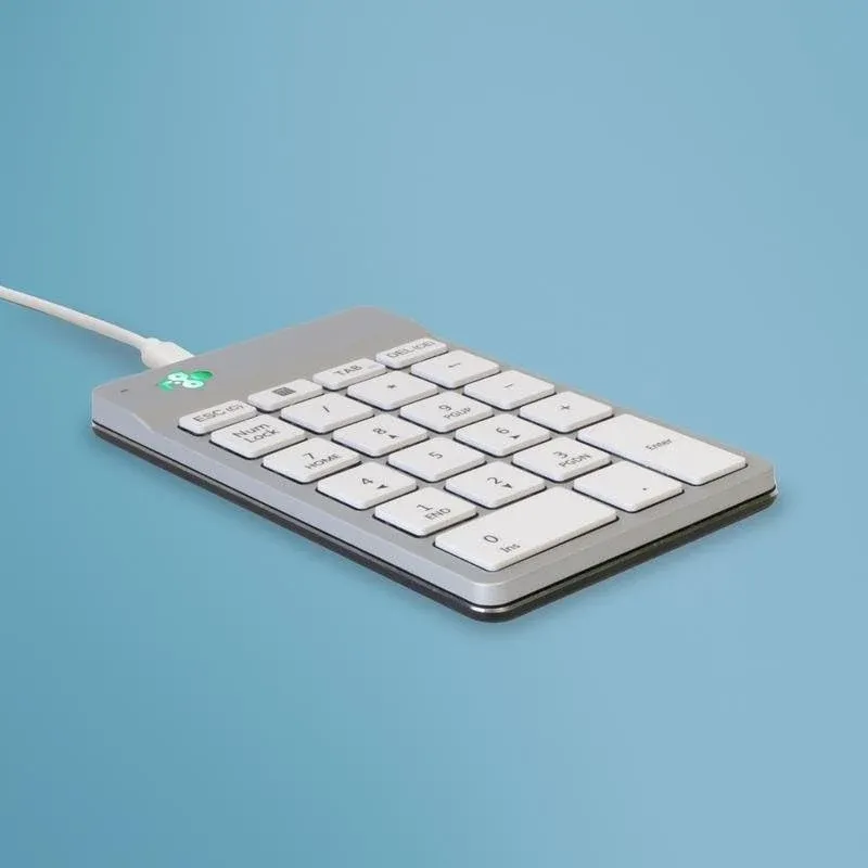 Teclado R-Go Tools Numpad Break compacto branco com indicador LED de pausa