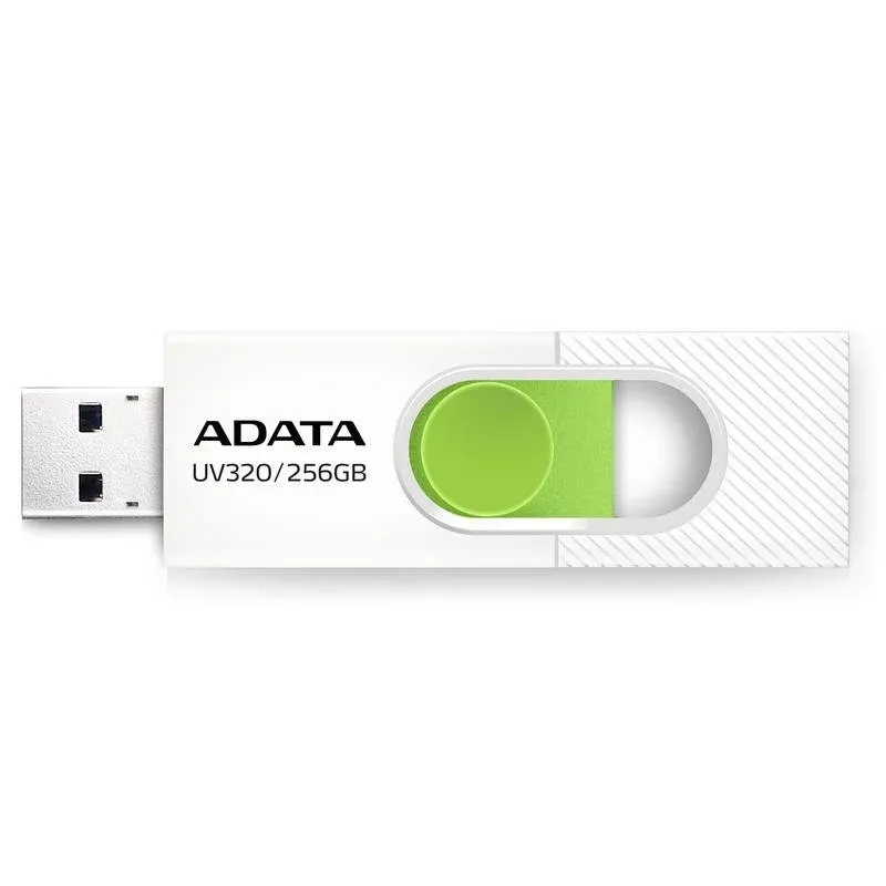 Pen Drive Pen USB ADATA UV320 256 GB USB-A 3.2 Gen 1 Deslizante Verde Branco
