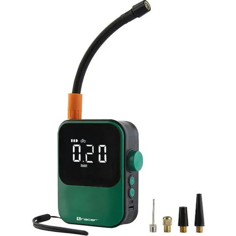 Fonte Alimentação Compressor portátil Tracer 12V 4000 mAh 10 bar com powerbank e LED