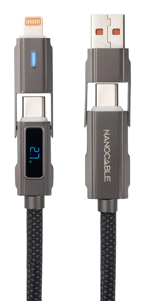 Cabo USB Nanocable 10.01.2501 USB-A/USB-C para USB-C/Lightning 1m Preto