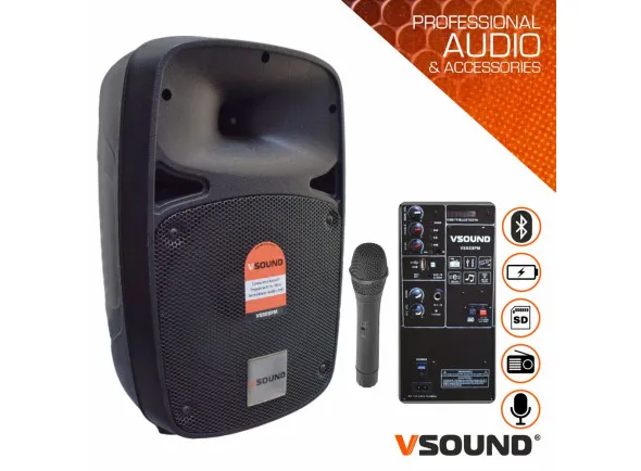 VSOUND VSSE8PM coluna c/ bateria 350W + Micro sem fios