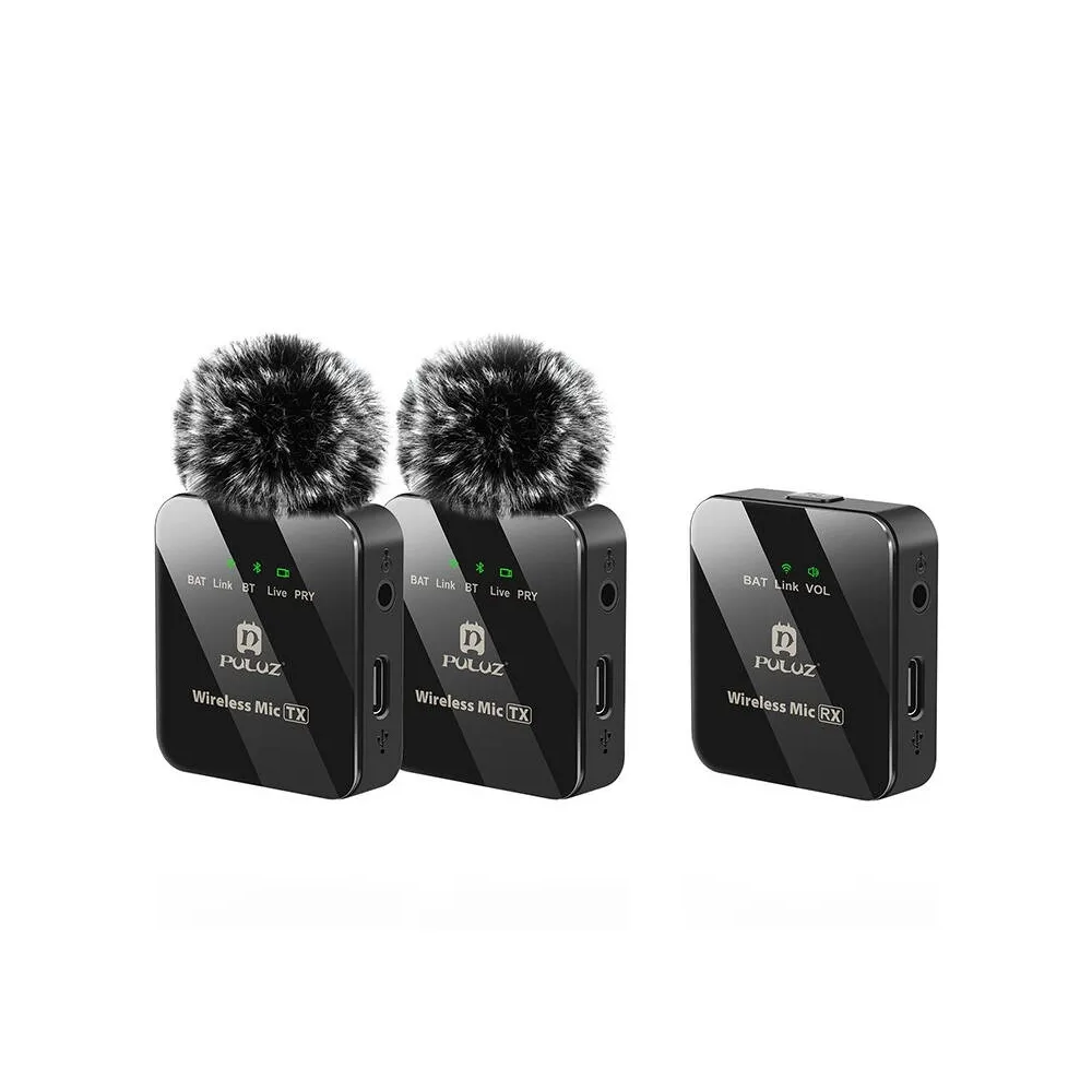 Puluz Microfone sem fio 2 TX + 1 RX