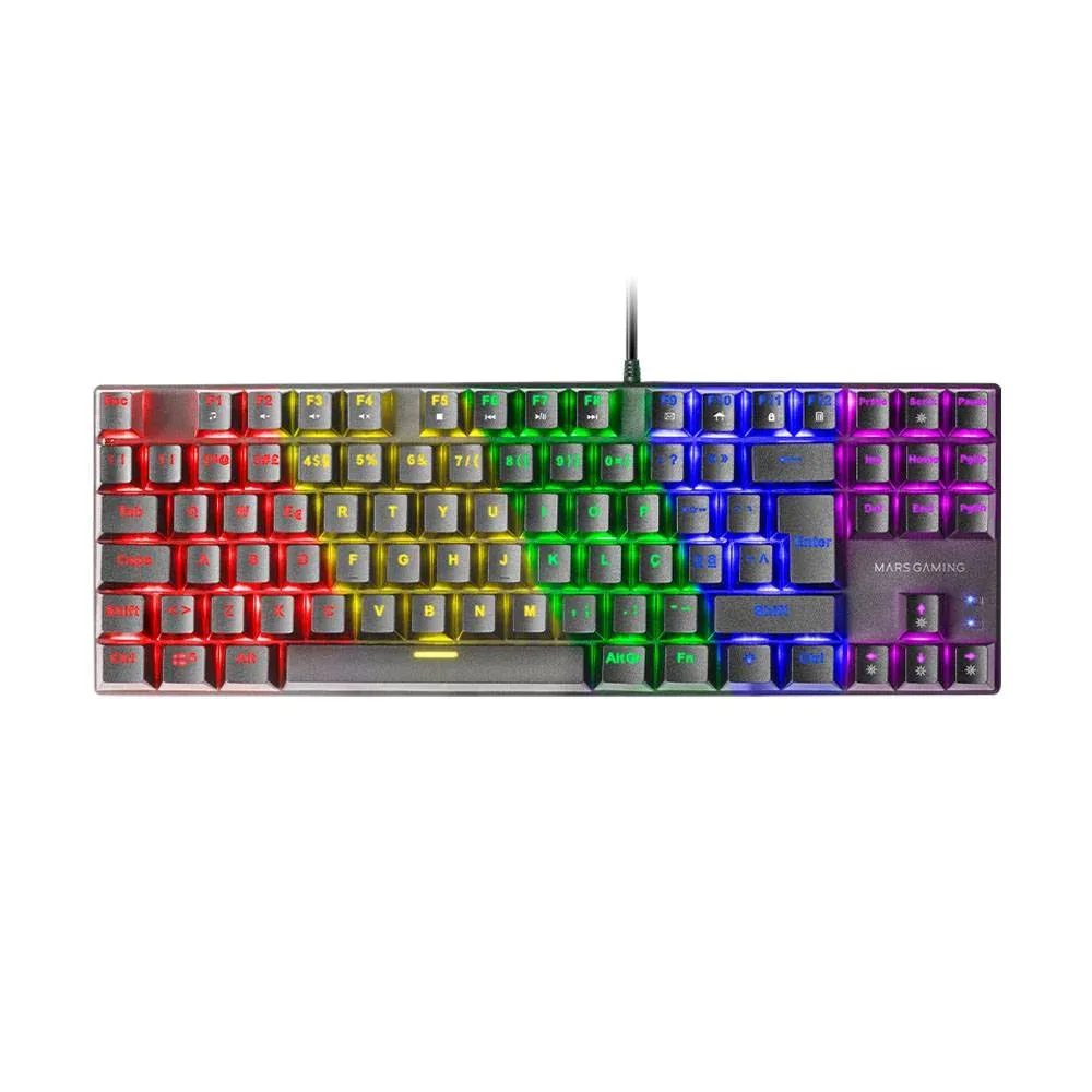 Teclado Mecânico Mars Gaming MK80 TKL FRGB Rainbow Anti-Dust Blue Switch PT Preto