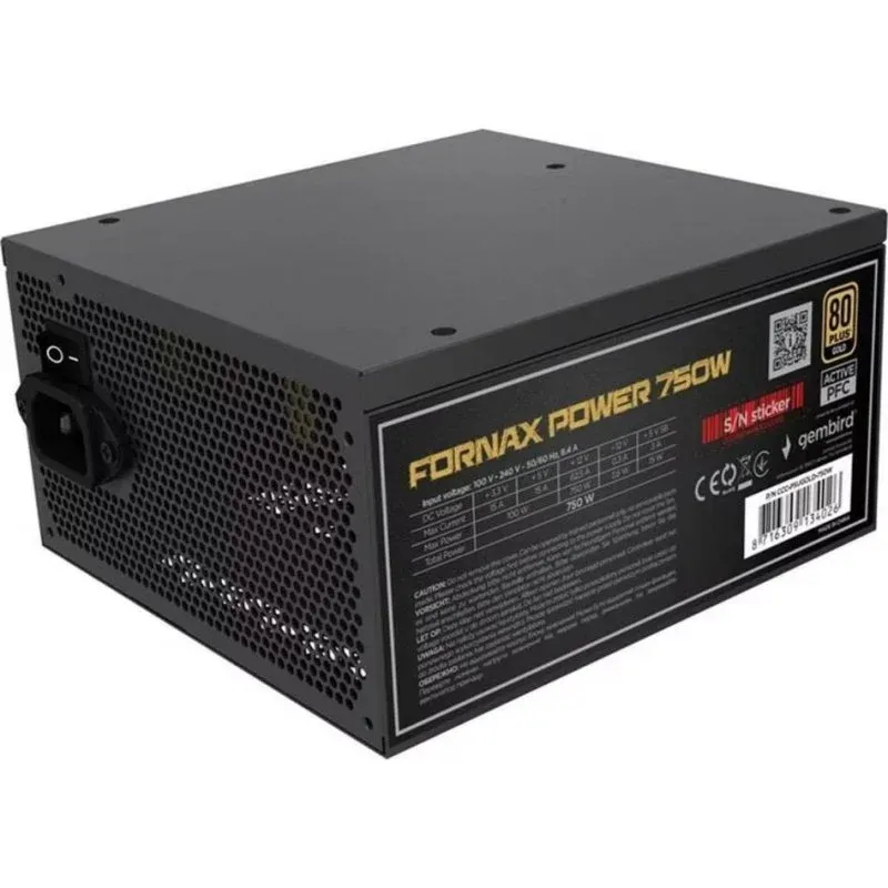Fonte Alimentação Fuente de Alimentación Gembird CCC-PSUGOLD-750W 750W Certificação 80+ Gold modular