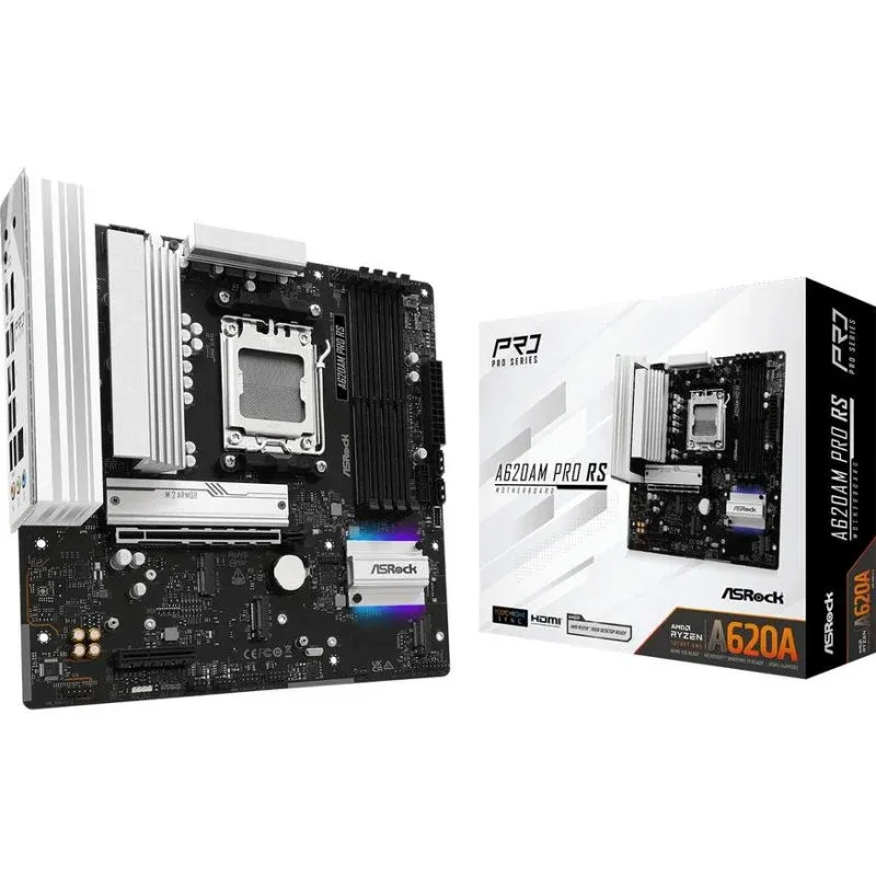 Asrock A620AM Pro RS Motherboard Micro-ATX A620A AM5 DDR5 2.5GbE M.2 RAID RGB