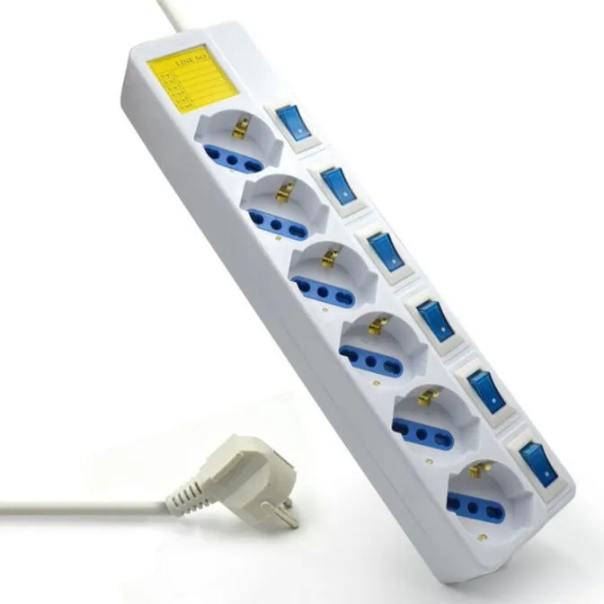 Régua Ewent 6 Tomadas 16A com Switch Individual On/Off 3 M Branco
