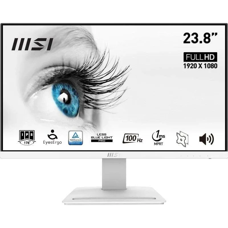 Monitor MSI PRO MP243XW 23.8" FullHD 100Hz IPS Branco 1ms VESA Altifalantes