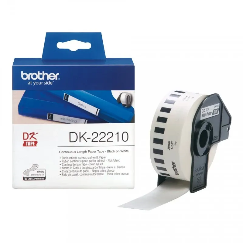 BROTHER ROLO PAPEL CONTINUO BRANCO AUTOCOLANTE DK22210 29MM