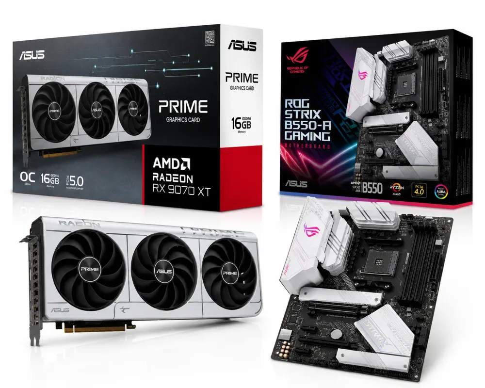 Placa Gráfica Asus Radeon RX 9070 XT Prime OC 16GB GDDR6 + Motherboard Asus ROG STRIX B550-A Gaming ATX