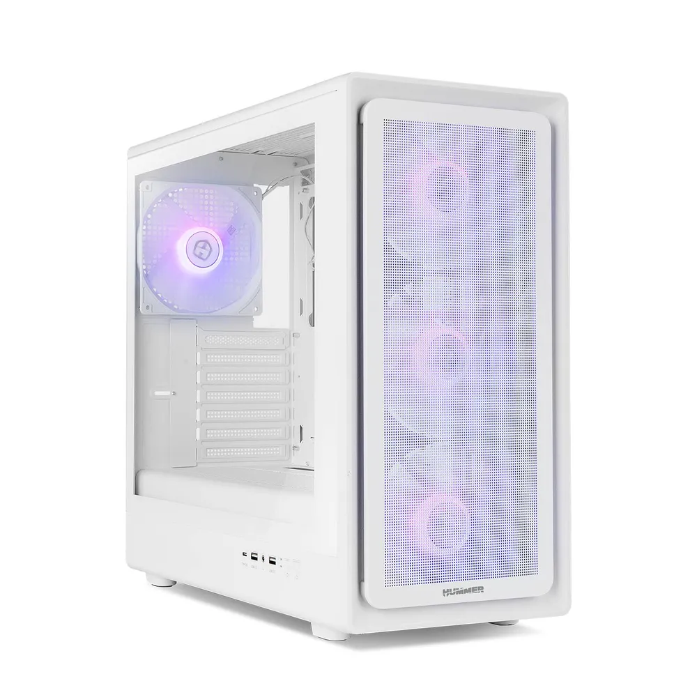 Caixa ATX Nox Hummer Aero ARGB Hyperflow Tempered Glass Branca
