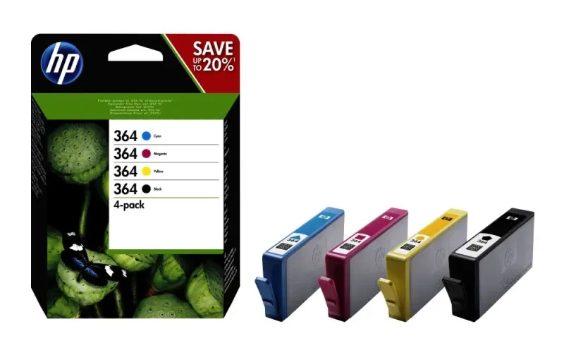 HP 364 original CMYK Ink cartridge N9J73AE Combo 4-Pack Standard Capacity
