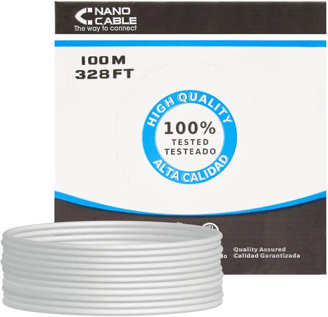 Bobine de Rede Nanocable RJ45 UTP CAT.6 AWG24 CU 100 M Cinzento