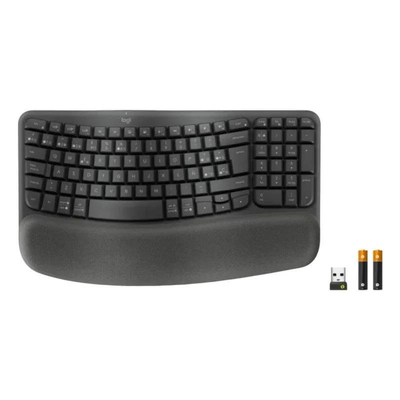 Logitech Wave Keys for Business Teclado de Membrana Ergonómico Sem Fios com Apoio de Pulsos (ES)