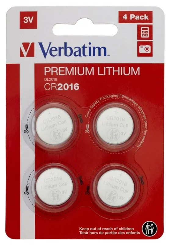 VERBATIM PILHAS CR2016 3V LITHIUM PACK 4