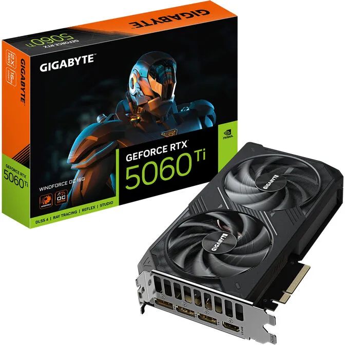 Gráfica Gigabyte GeForce® RTX 5060 Ti WindForce 2 OC 16GB GDDR7 DLSS4