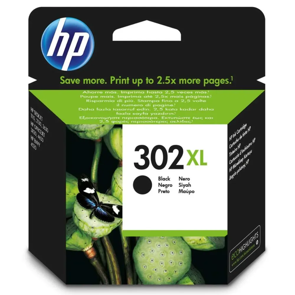 Tinteiro Original HP 302XL Preto - F6U68AE