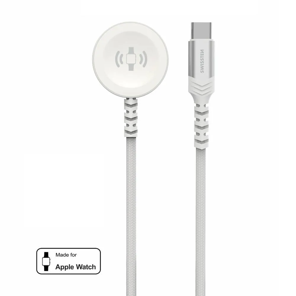 Cabo de Carregamento Swissten Magnético USB-C p/ Apple Watch 1.2m Cinzento