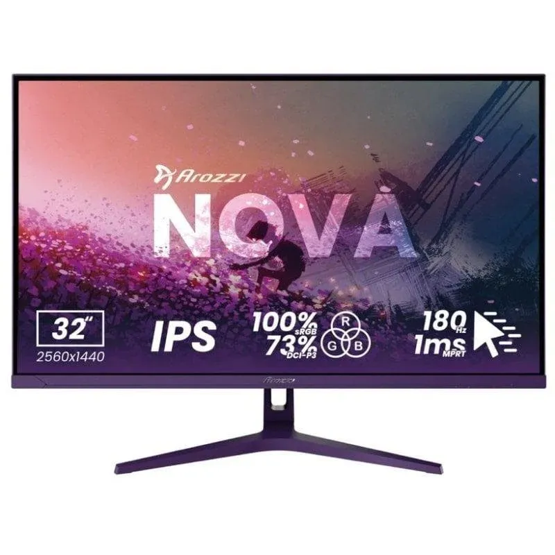 Monitor Arozzi Nova 32" Quad HD 180Hz IPS HDR Altifalantes Roxo 1ms