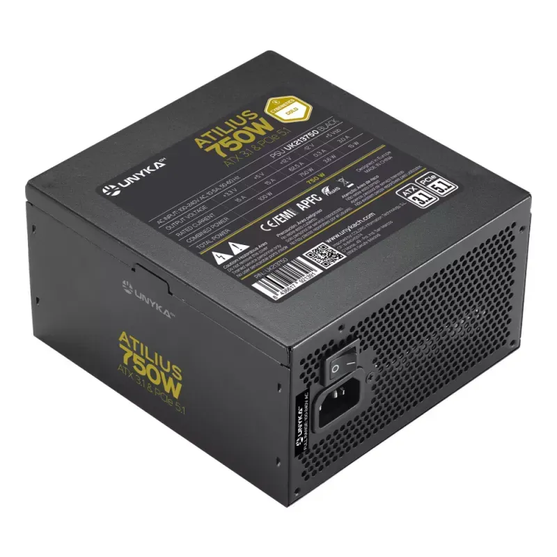 Fonte de Alimentação Gaming Atilius 3.1 750W-BLACK - GOLD Full Range