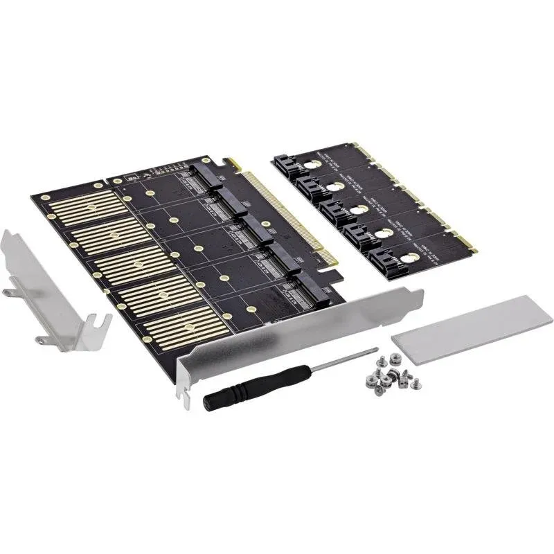 Placa de Rede InLine 76619G PCIe M.2 SATA 6 Gbit/s 5 Portas NCQ