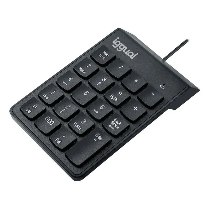 Teclado IGGUAL CK-NUM-19T compacto USB preto 19 teclas base antiderrapante
