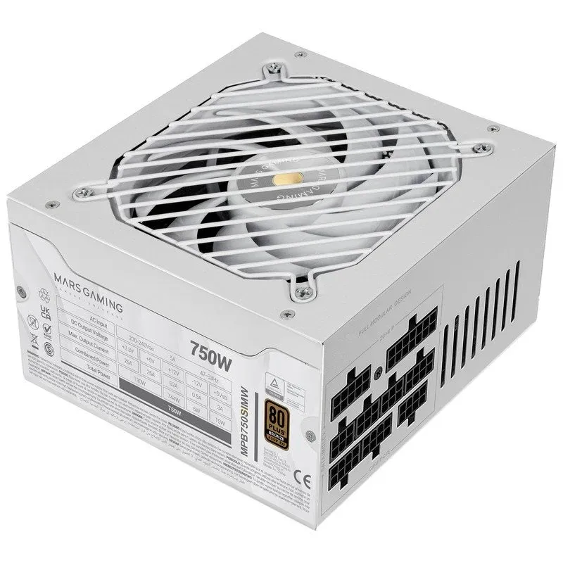 Fonte Alimentação Mars Gaming MPB750SIM Fonte de Alimentação Modular ATX 750W 80 Plus Bronze Branca