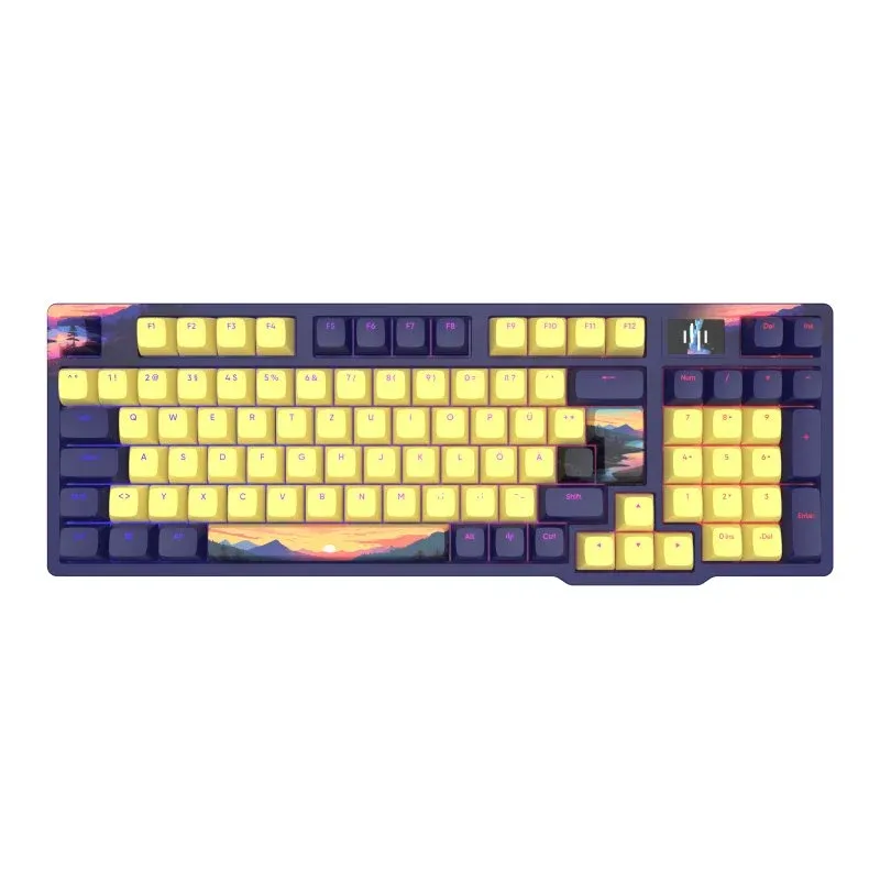 Teclado mecânico Dark Project 98% PT Layout RGB Roxo-Amarelo Switches G3MS Safira