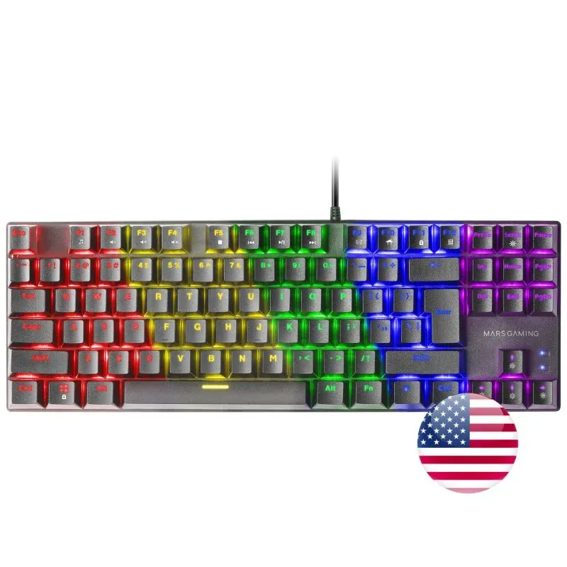 Mars Gaming MK80 Teclado Mecânico Preto FRGB Switch Azul Layout USA