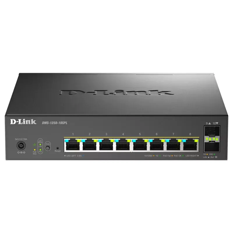D-LINK SWITCH 8 PORTAS POE MULTI GIGABIT SMART MANAGED +2 X SFP+