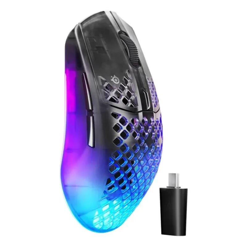 Ratón SteelSeries Aerox 3 Wireless Gen 2 RF Bluetooth 26000 DPI Preto Transparente