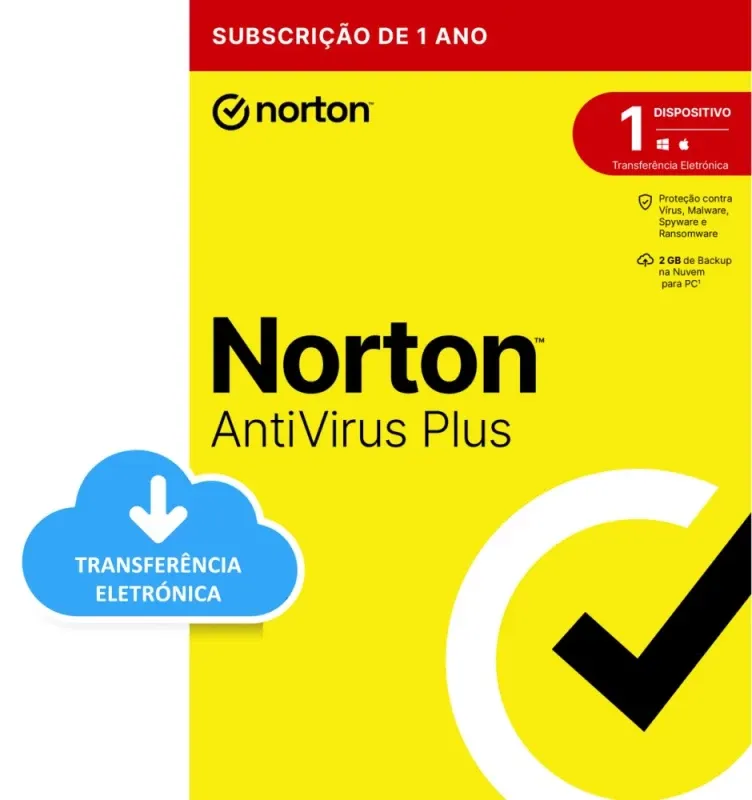 NORTON ANTIVIRUS PLUS 2GB PO 1 USER 1 DEVICE 12MO ESD LICENÇA ELETRÓNICA