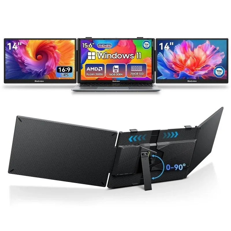 Monitor Blackview DCM6 14" IPS FullHD USB-C Som Integrado Carga Reversa 100W Suporte Ajustável