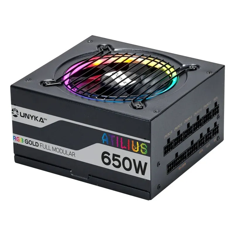 Fonte Alimentação UNYKAch Atilius RGB Fonte de Alimentação 650W Eficiência 90% Full Modular