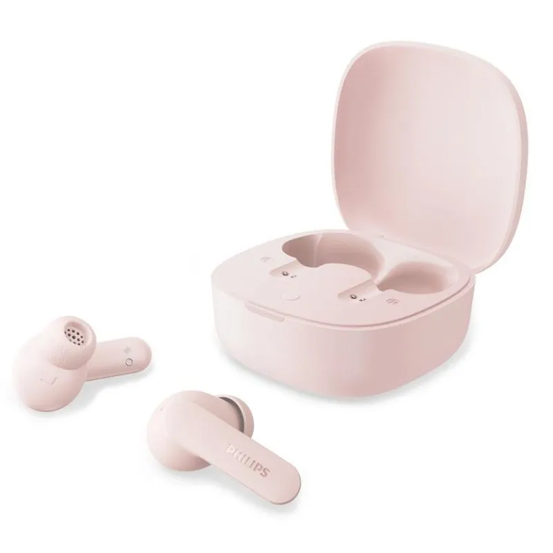 Auriculares Philips TAT2100 Bluetooth TWS sem fios para chamadas e música, rosa
