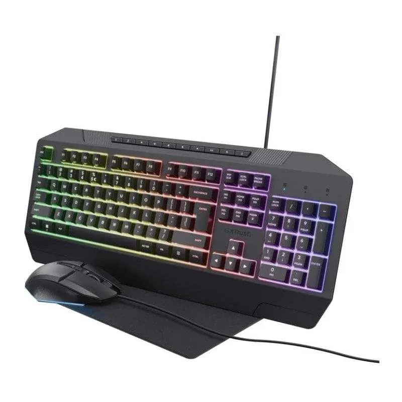 Teclado Trust GXT 791 membrana completo QWERTZ retroiluminação RGB pack gaming
