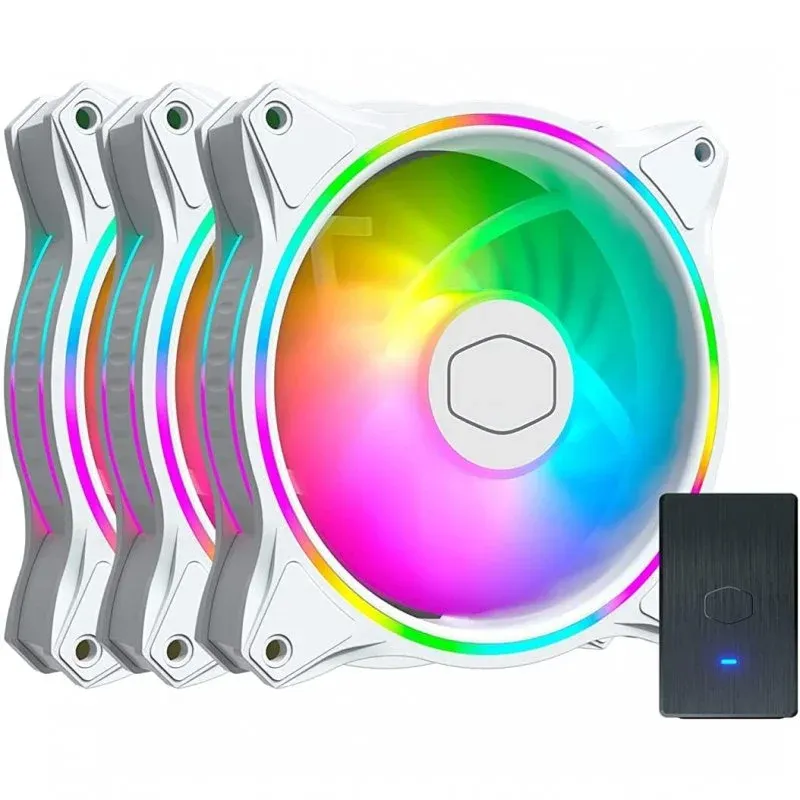 Ventoinha 120mm Cooler Master MasterFan MF120 Halo 3in1 White Edition (Pack 3)