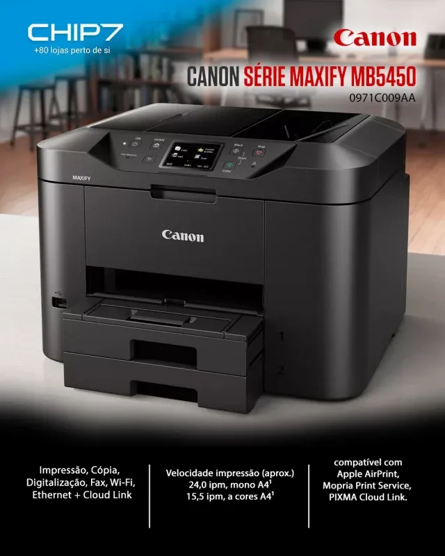 Impressora Multifunções a Jato de Tinta Canon MAXIFY MB5450 Wi-Fi