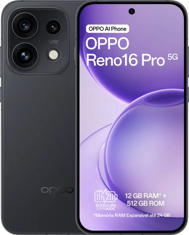 Reno16 Pro 5G 512GB 12GB - Starlight Black  - válido p unid faturadas até 31 de julho ou fim de stock