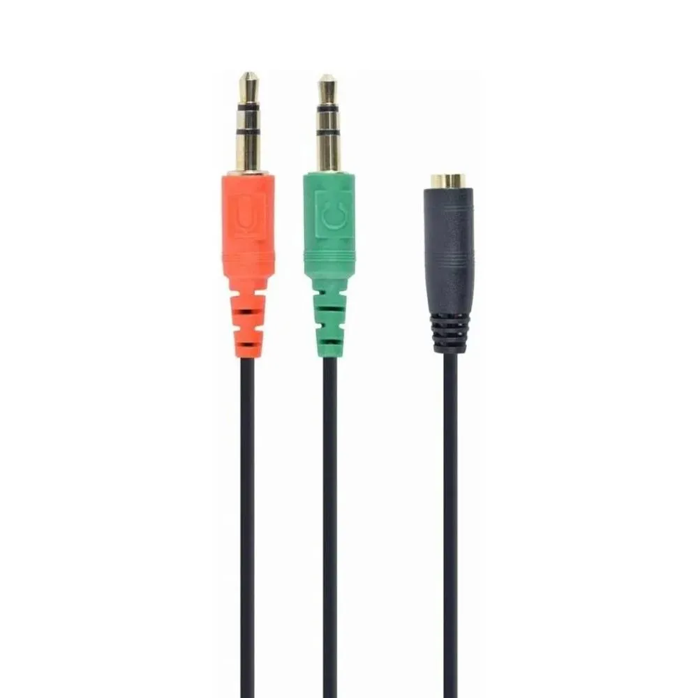Cabo de Áudio Gembird CCA-418M 1xJack 3.5mm Fêmea para 2x Macho 0.2m Preto